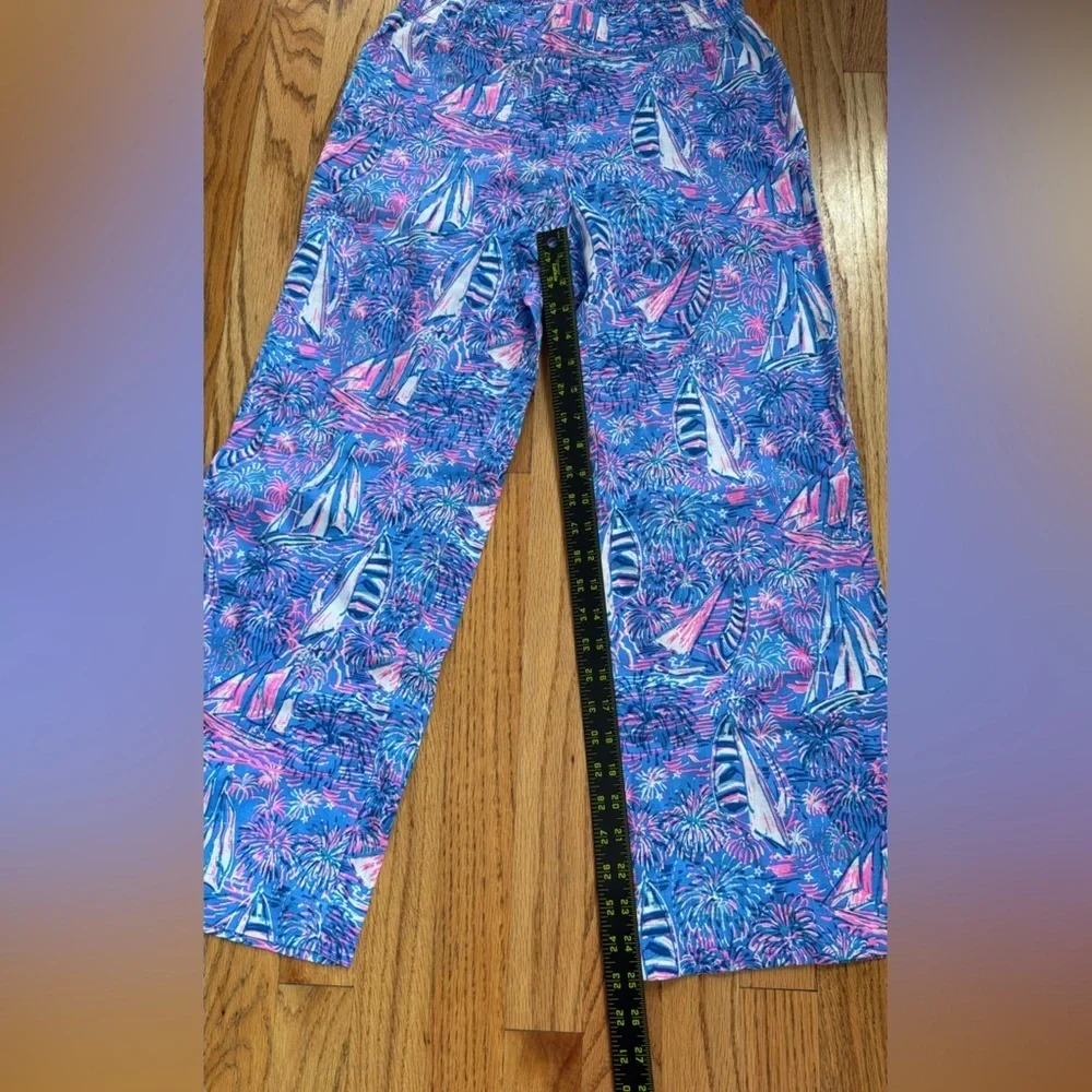 Lilly Pulitzer Deri Linen Palazzo Boca Blue Its A Sailabration XS - Picture 6 of 8